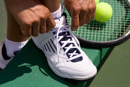 Hard court tennis shoes.