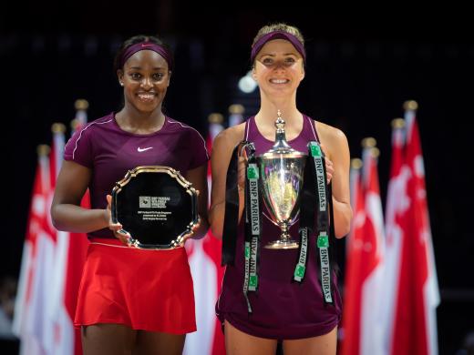 Sloane Stephens and Elina Svitolina with their trophies (Jimmie48/WTA)