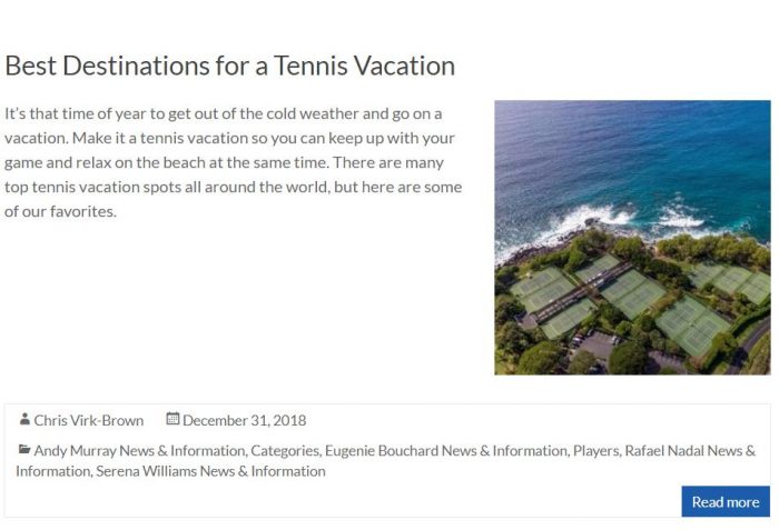 Best Destinations For Tennis Blog