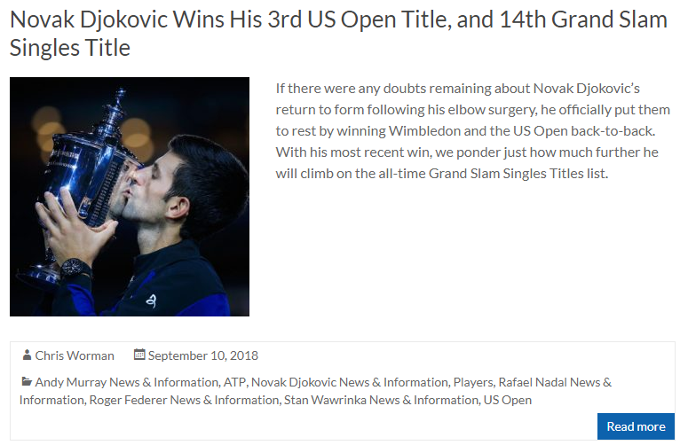 Novak Djokovic Wins His 3rd US Open Title and 14th Grand Slam Singles Title