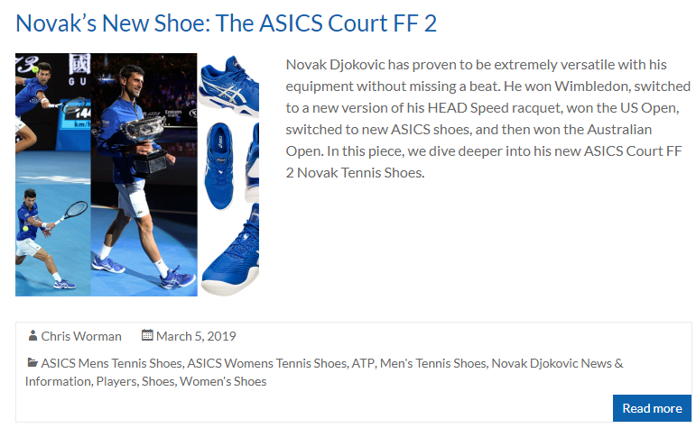 Novak's New Shoe: The ASICS Court FF 2