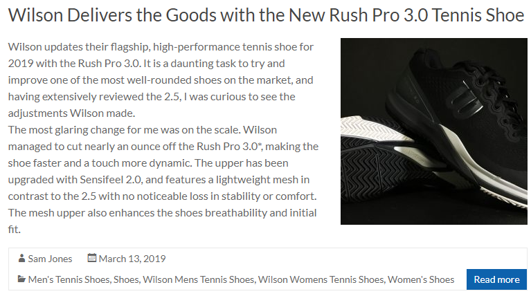 Wilson Delivers the Goods with the New Rush Pro 3.0 Tennis Shoe