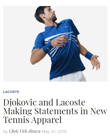 Novak Djokovic and new Lacoste Apparel 2019 Blog 