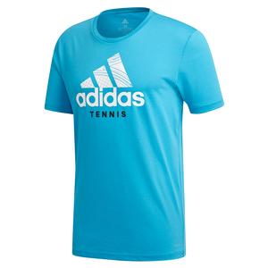 Adidas Mens Category Graphic Tennis Tee in Shock Cyan