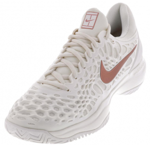 Nike Women's Zoom Cage 3 Clay Tennis Shoes in Phantom and Metallic Rose Gold