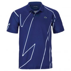 Lacoste Men's Novak Djokovic Ultra Dry Vertical Tennis Polo in Royal Blue