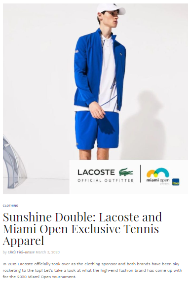 Sunshine Double - Lacoste and Miami Open Exclusive Tennis Apparel