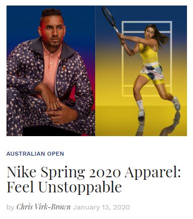 Nike Spring 2020 Tennis Apparel blog