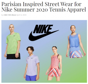 Parisian Inpsired Street Wear for Nike Summer 2020 Tennis Apparel