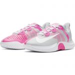 WOMENS COURT AIR ZOOM GP TURBO TENNIS SHOES GREY FOG AND PINK BLAST